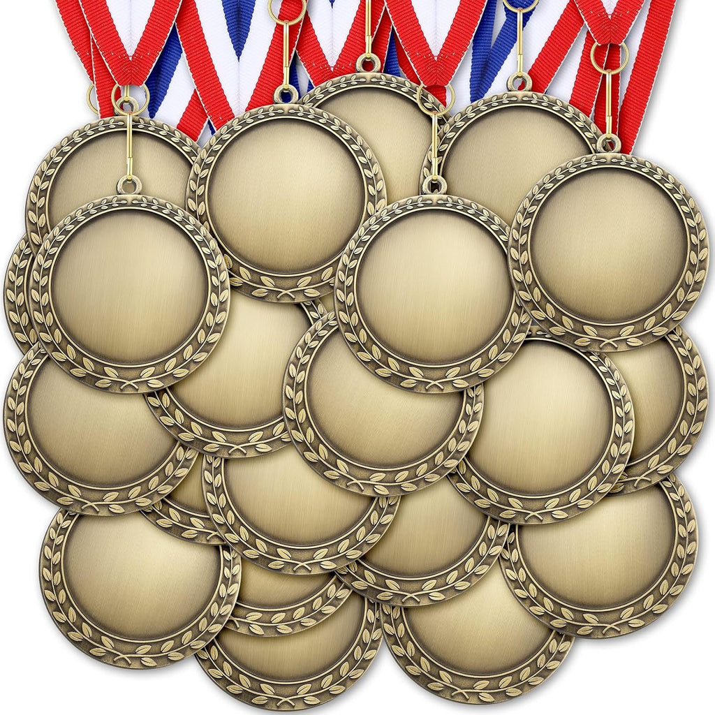 Blank Award Medals with Neck Ribbons Create Your Own Medals Kit Cheer Medal Winner Medal Participation Trophy Metal