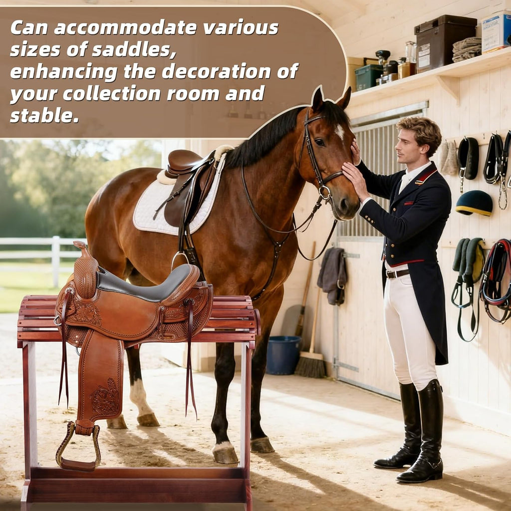 Extra-Large Wood Saddle Rack-Enhanced Height & Length with Reinforced Stability,Non-Abrasive Design,Heavy-Duty Saddle
