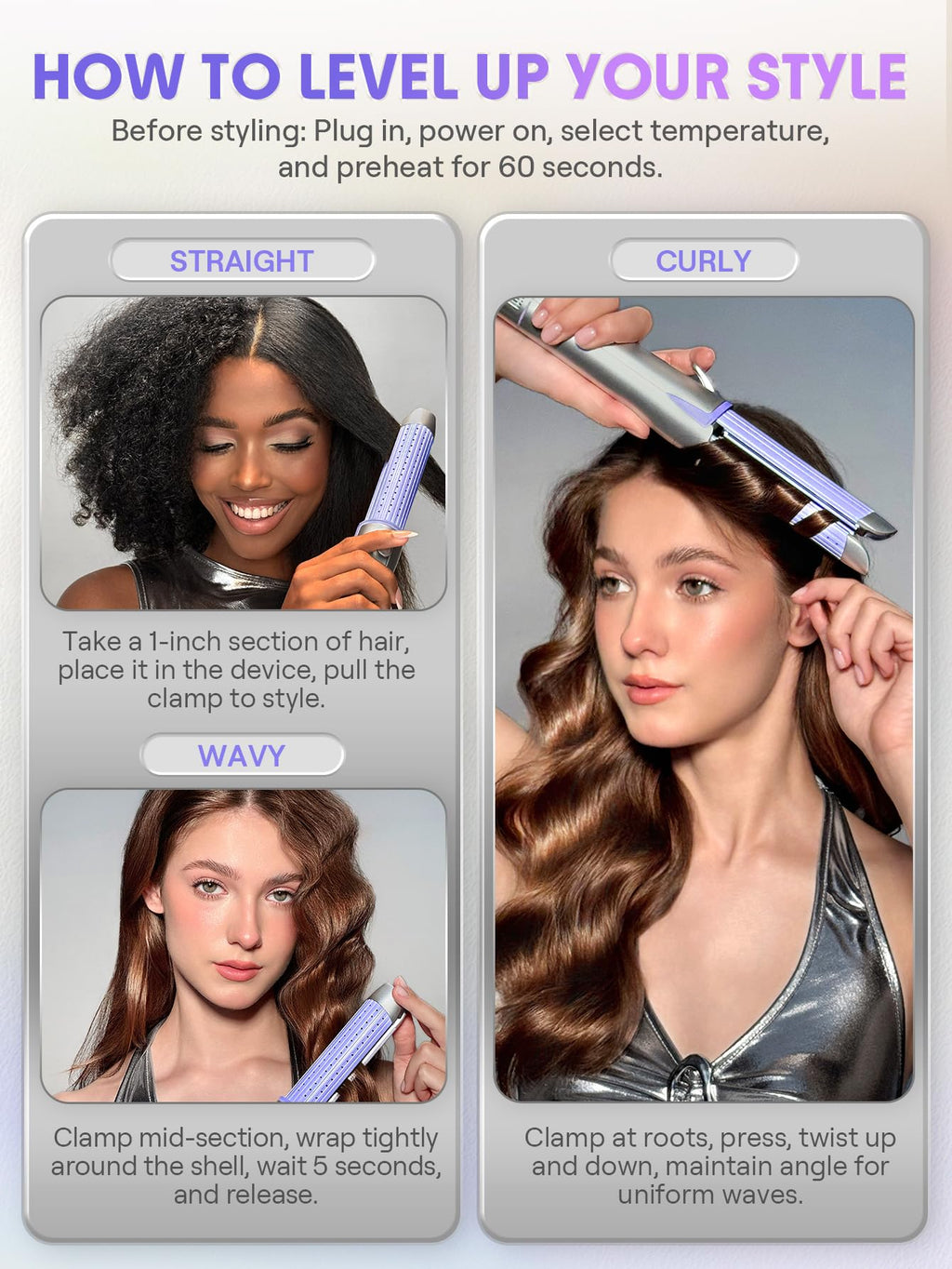 Manual Airflow Straightener and Curler, 1-Inch Flat Iron Styler