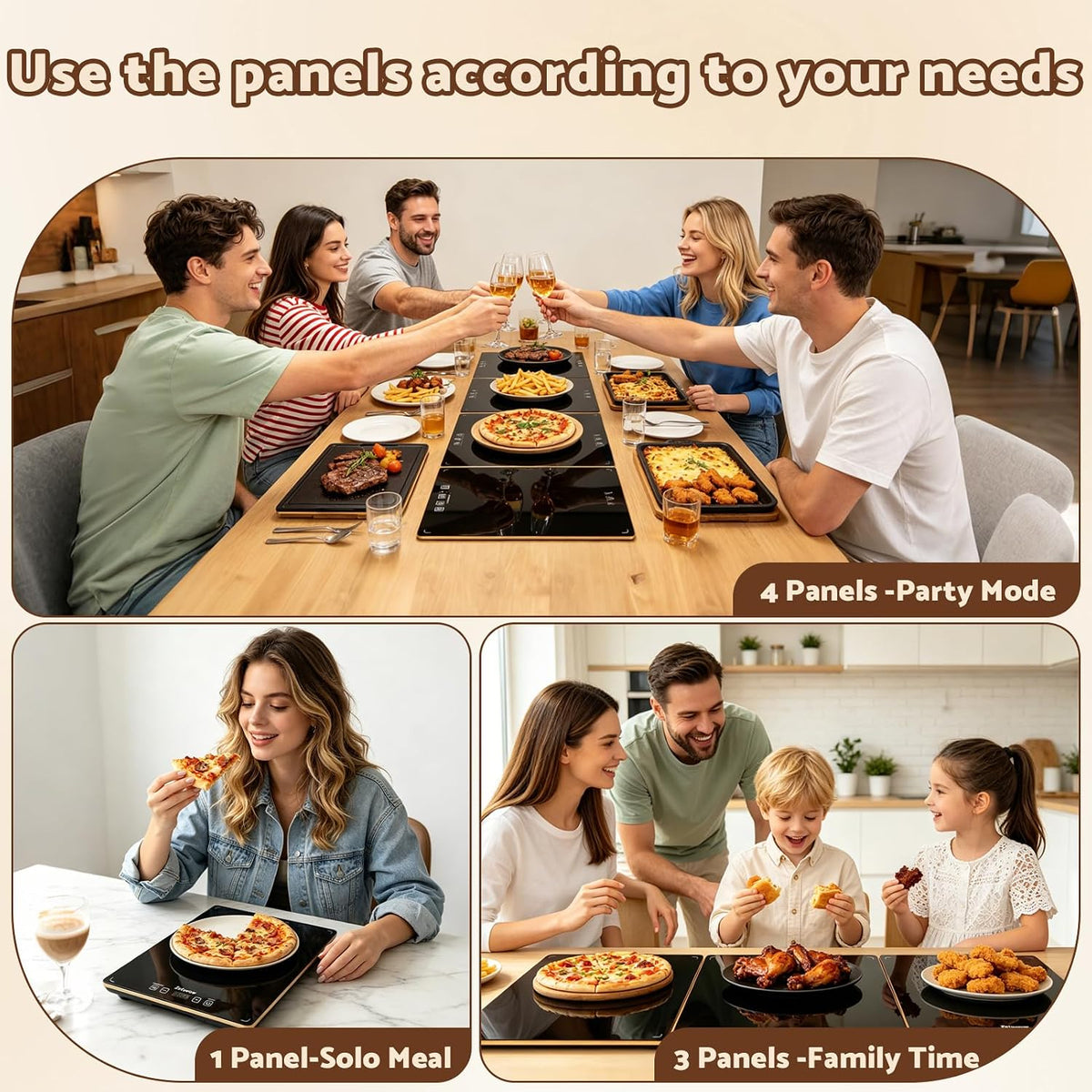 Electric Warming Tray, 42.5"x14.96" Extra Large 4-in-1 Food Warmer for with 8 Temp Settings & Timer, 4MM Tempered