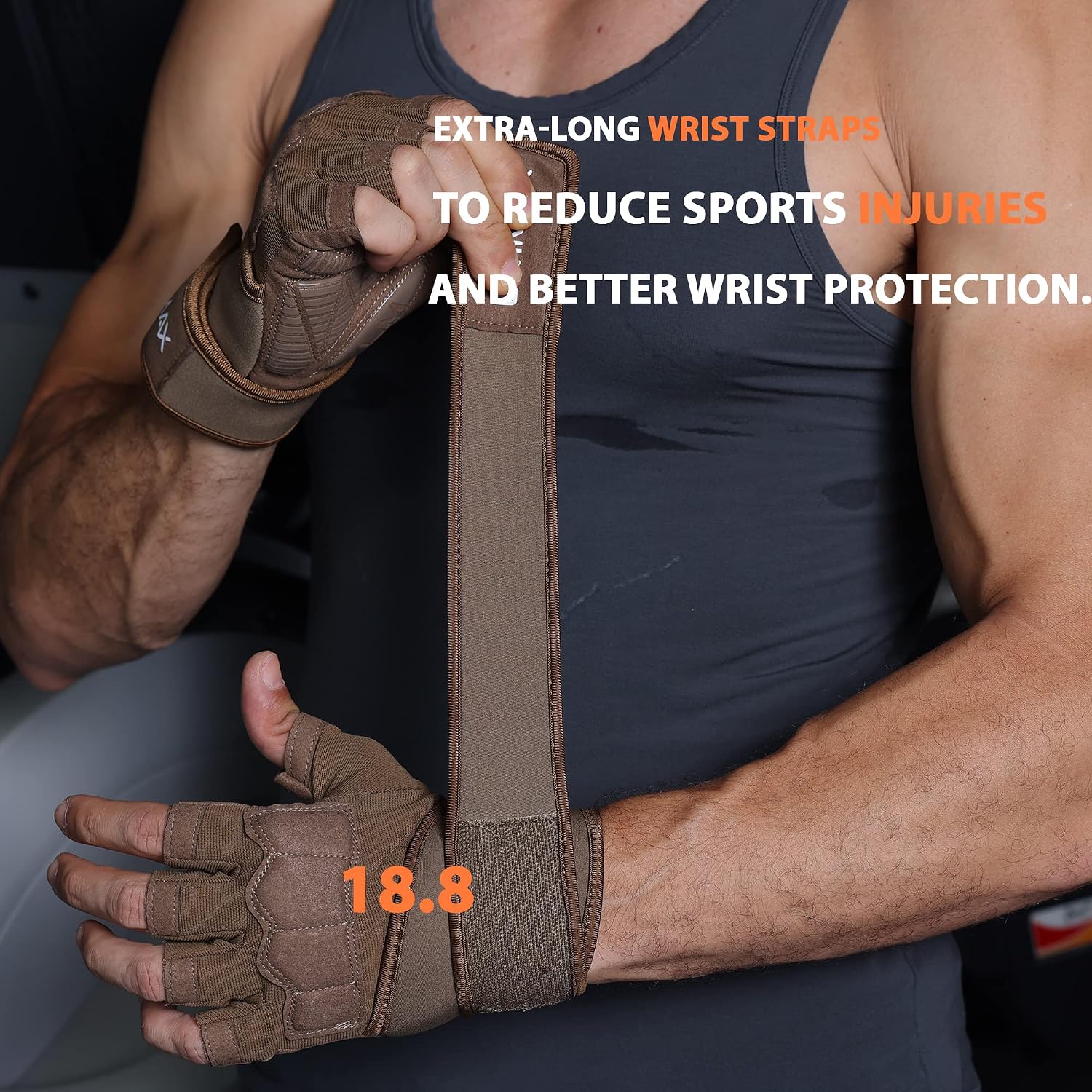 Workout Gloves for Men - Gym Weight Lifting Padded Gloves with Wrist Wrap Support, Full Palm Protection & Silicone