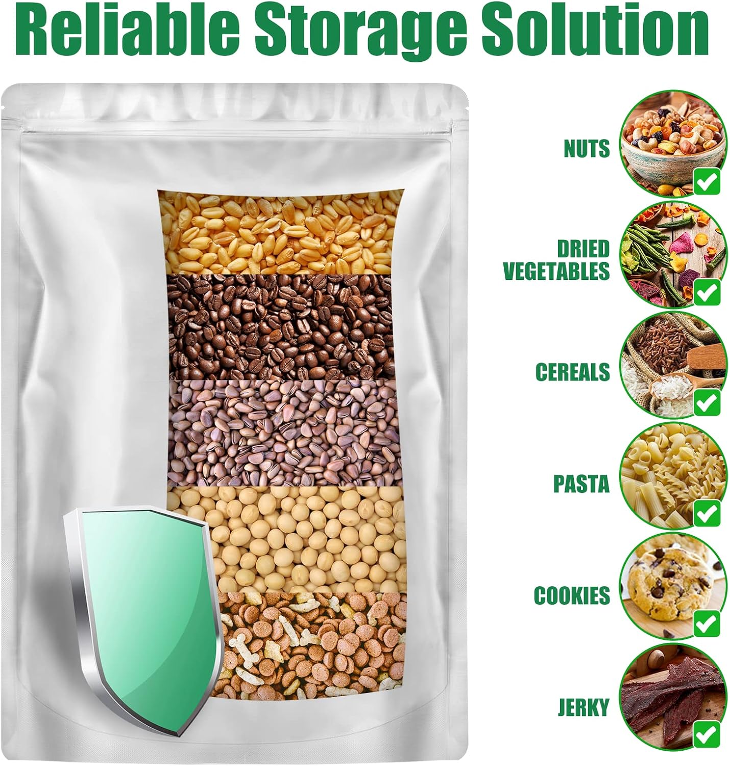 120 Mylar Bags with 120 x 300cc Oxygen Absorbers for Food Storage | 9 Mil Thick, 4 Sizes (1 Gallon, 1 Quart, 1/2