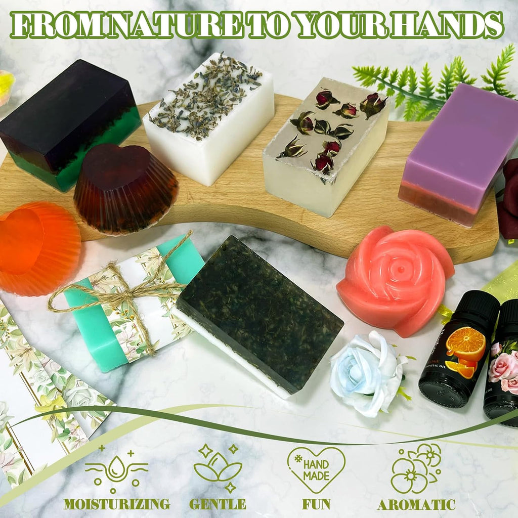 Soap Making Kit, Soap Making Kit for Adults - Shea Butter Glycerin Melt and Pour Soap Base, Molds, Dye, Fragrances