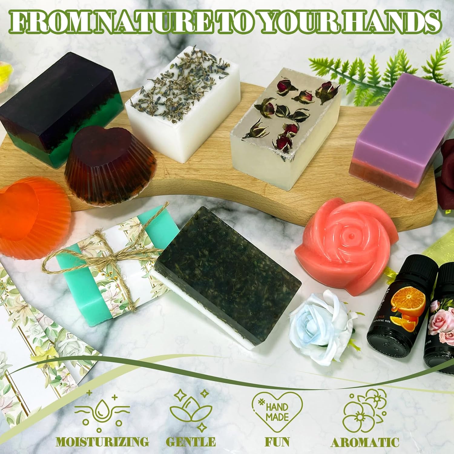 Soap Making Kit, Soap Making Kit for Adults - Shea Butter Glycerin Melt and Pour Soap Base, Molds, Dye, Fragrances