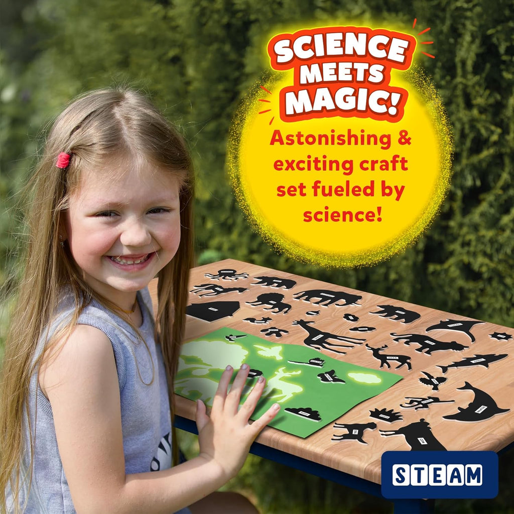 Sun Paper Art Kit - STEM Craft Kit for Kids with Decorative Paper, Stencils & Markers, Create with Sunlight
