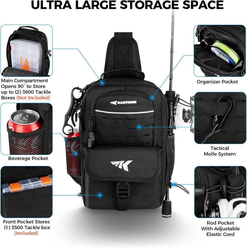 Everyday Essential Sling Tackle Bag & Tool Set, Fishing Scale & 3500-Tackle Box Waterproof, 7" Pliers, Lip Gripper
