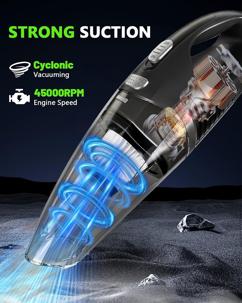 Handheld Vacuum Cordless, Rechargeable Car Vacuum Cleaner with Multiple Attachments, Portable Hand Held Vacuum