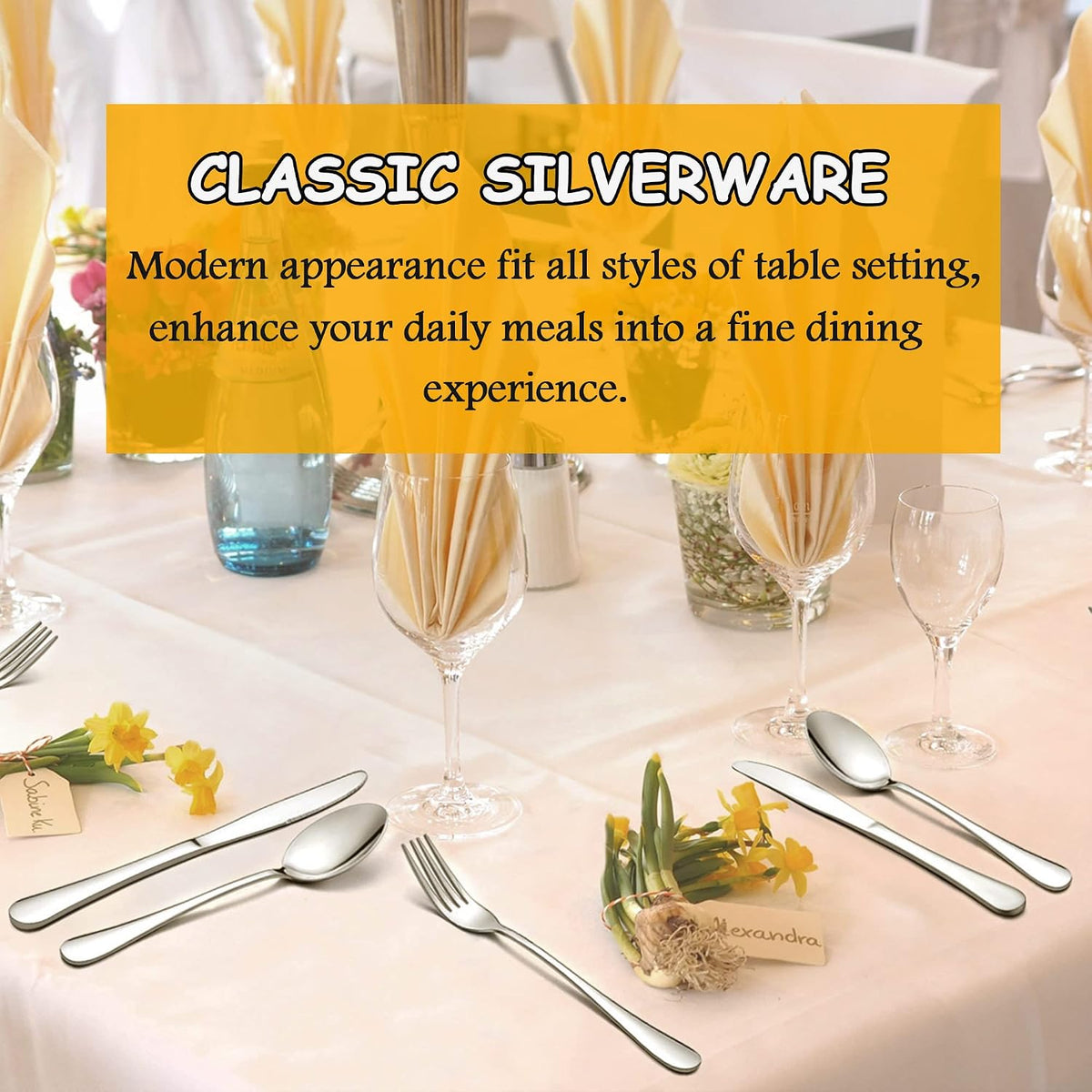 60 PCS Silverware Set for 12, Stainless Steel Cutlery Set