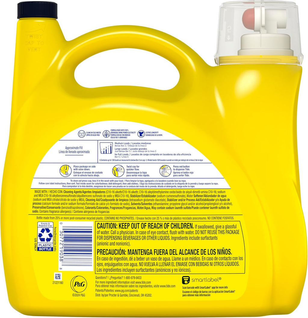 Simply Liquid Laundry Detergent, Refreshing Breeze Scent, All-In-One Detergent, 138 Loads, 173 fl oz