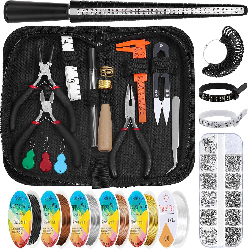 Jewelry Wire Wrapping Jewelry Making Supplies Kit, Ring Sizer Measuring Tools Kit with Tools, Ring Craft Wires