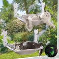 2 Pack Cat Window Perch, Glow in The Dark Foldable Cat Hammock with Sunken Design & Removable Soft Cover, Breathable