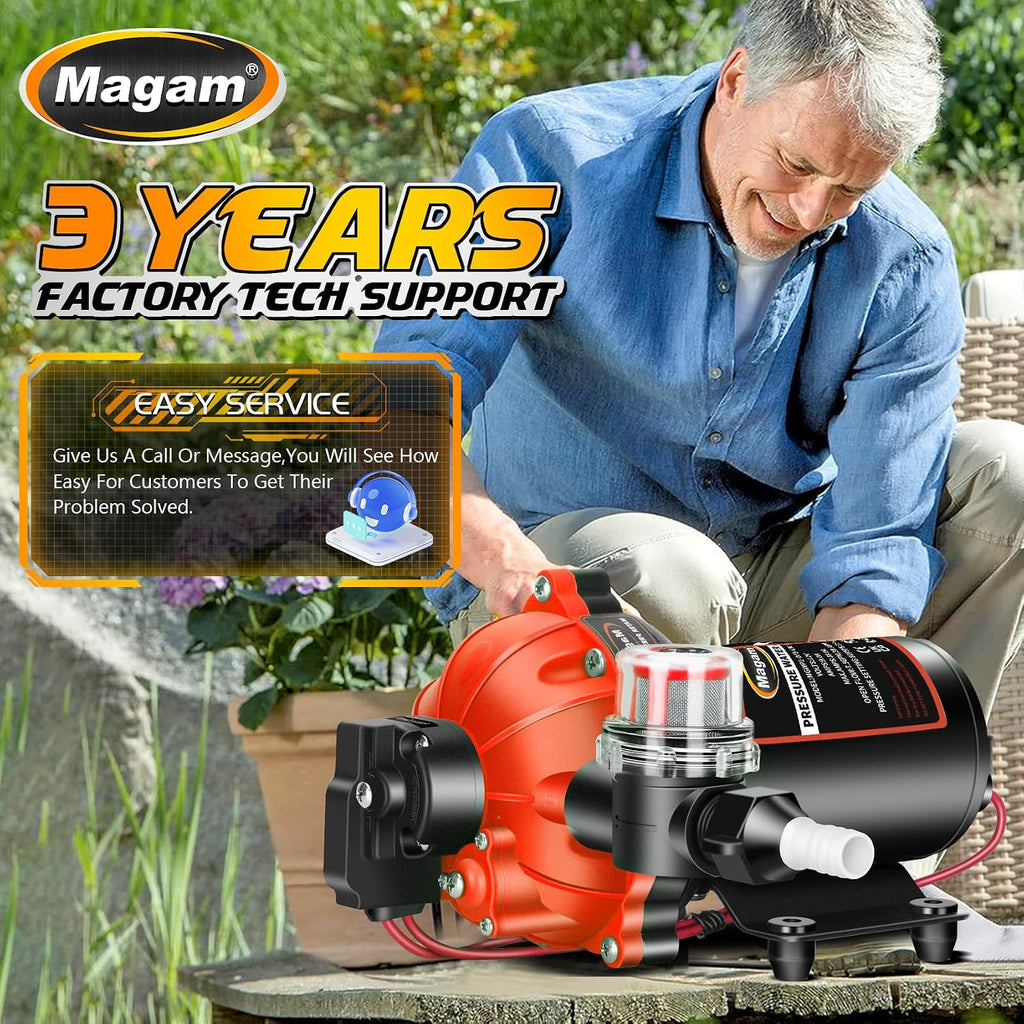 12V Washdown Pump Kit with 7.5 GPM & 80 PSI for Boats, RVs