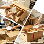 6-Set Dish Packing Kit Includes 24" x 12" x 11" Kitchen Moving Box Kit with Handle Holes, Large Corrugated Boxes with
