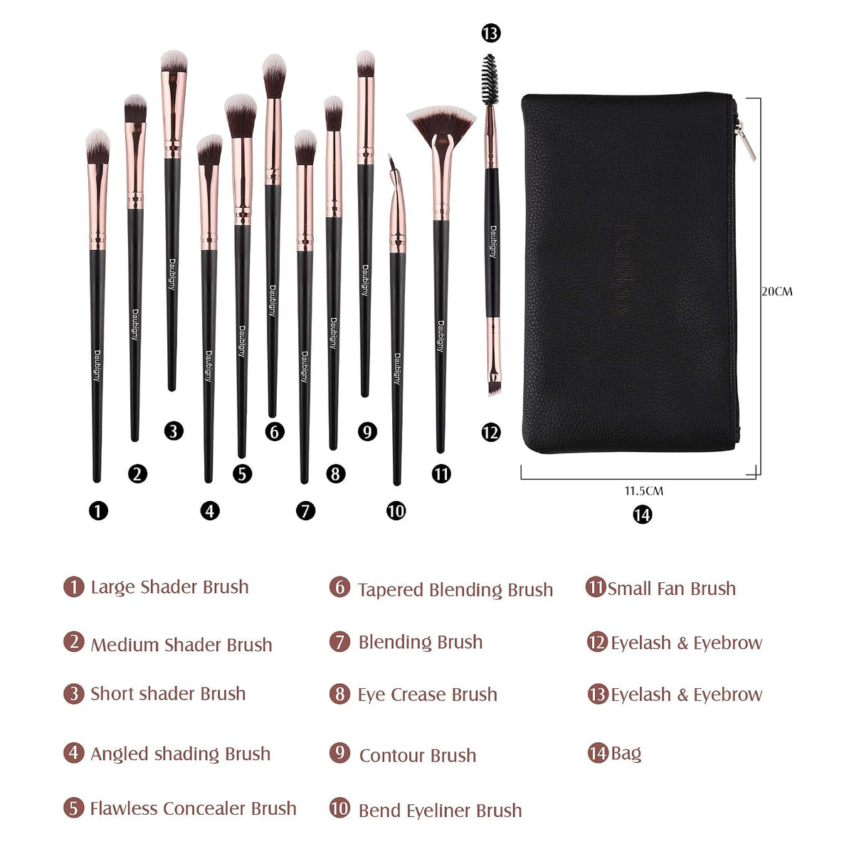 Eye Makeup Brushes, 12 PCS Professional Eye shadow, Concealer, Eyebrow, Foundation, Powder Liquid Cream Blending