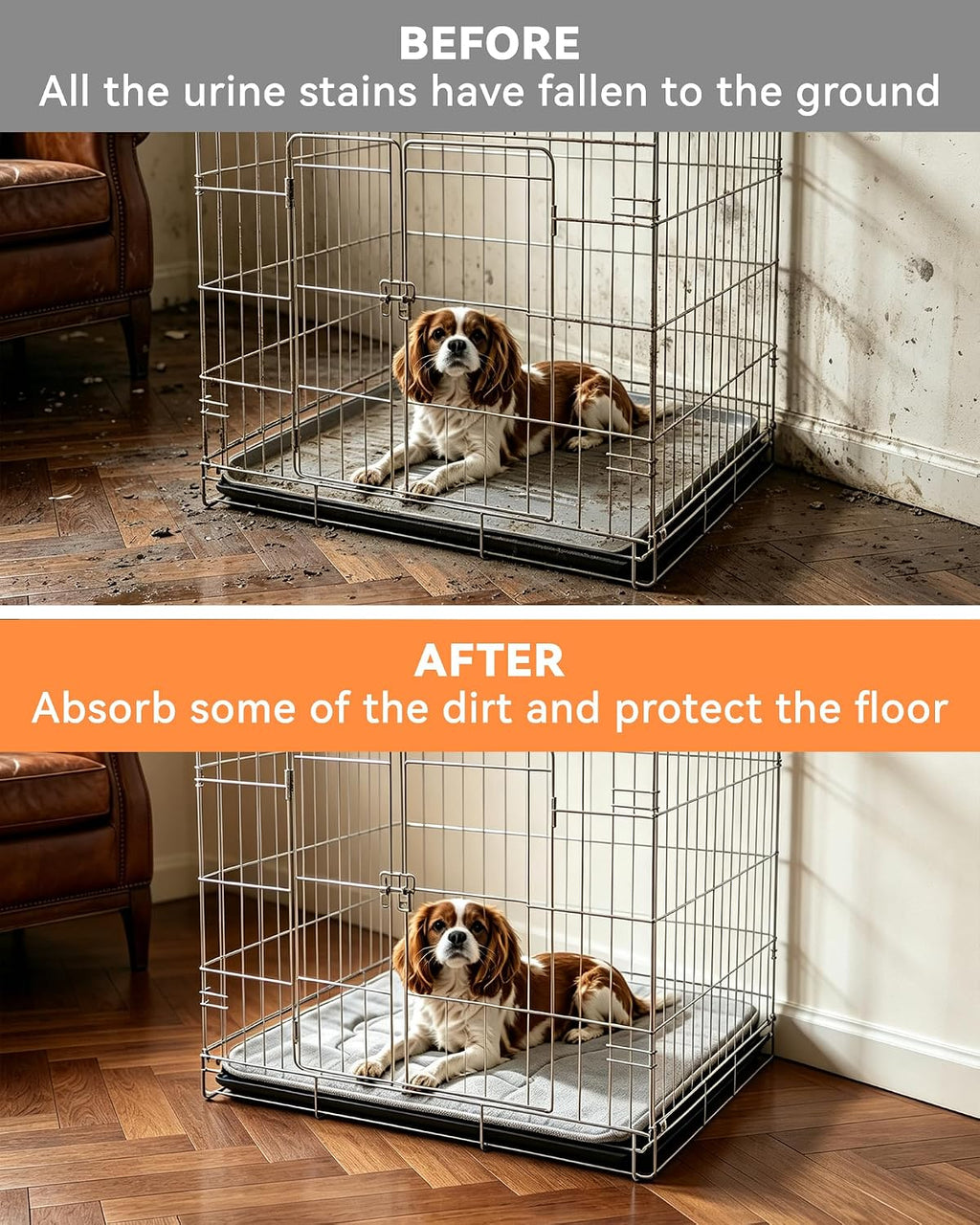 Washable Dog Crate Pad, Plush Back & Cooling Front Indoor Large XL XXL