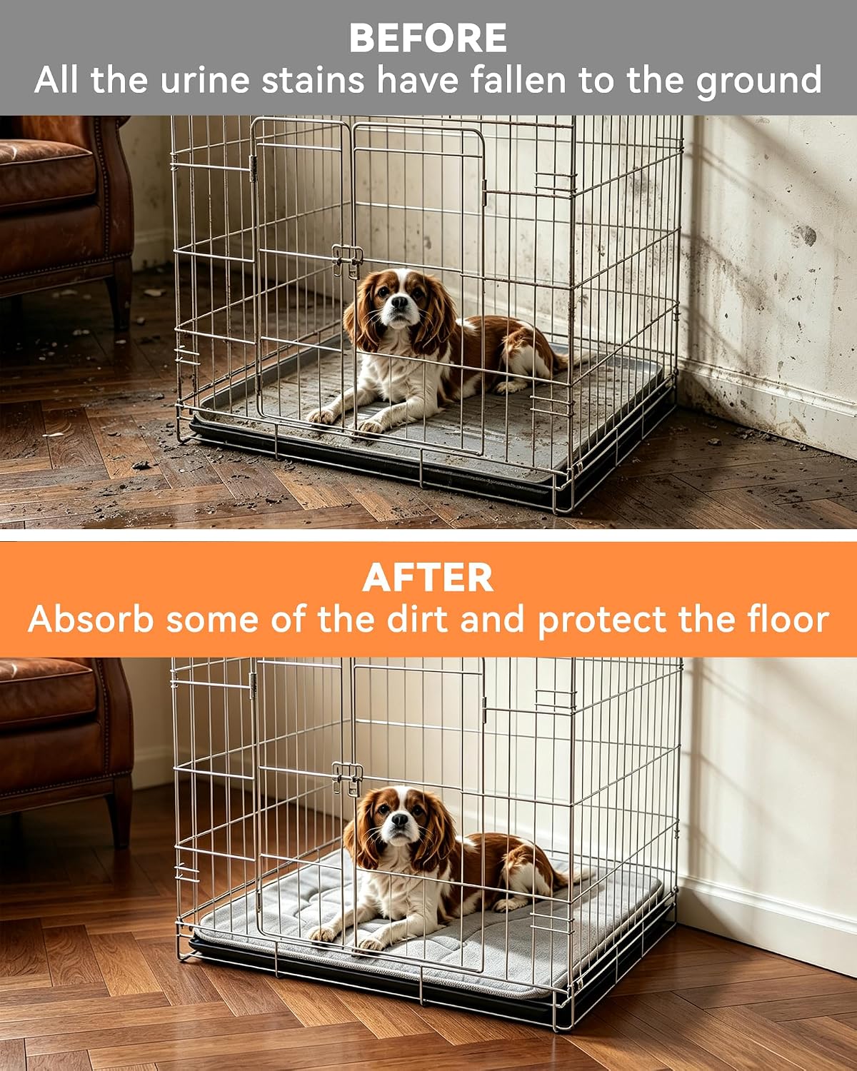 Washable Dog Crate Pad, Plush Back & Cooling Front Indoor Large XL XXL