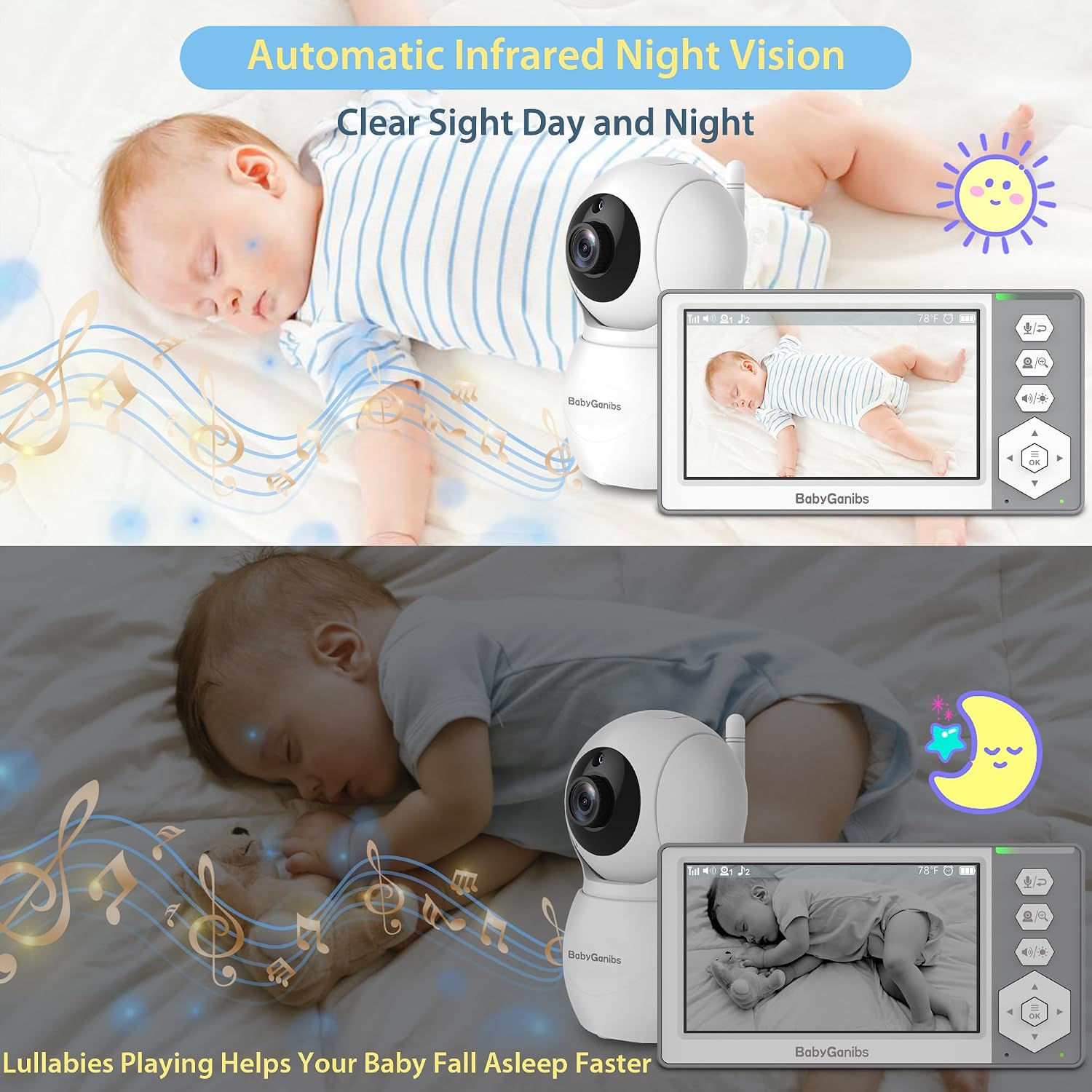 Baby Monitor with Camera and Audio, 4.3'' Video Baby Monitor with 1000ft Long Range and 30-Hour Battery, No