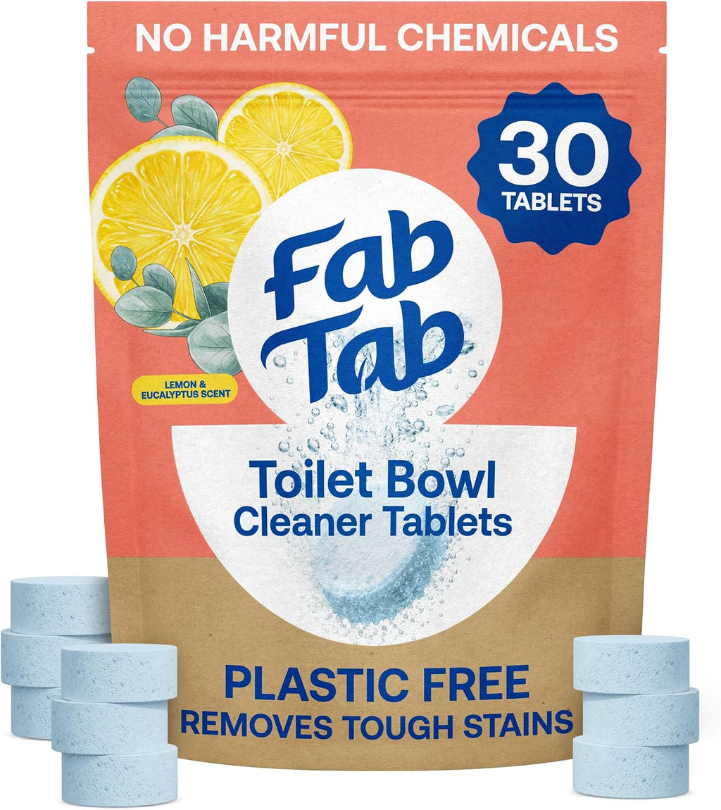 Toilet Bowl Cleaner Tablets, Lemon and Eucalyptus Scent, 30 Count