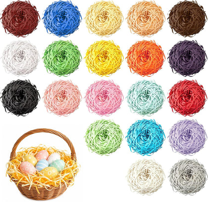 20Pack 14oz/400g Multicolored Raffia Ribbon Paper Crinkle Cut Paper Shred Filler for Tissue Paper Gift Wrapping