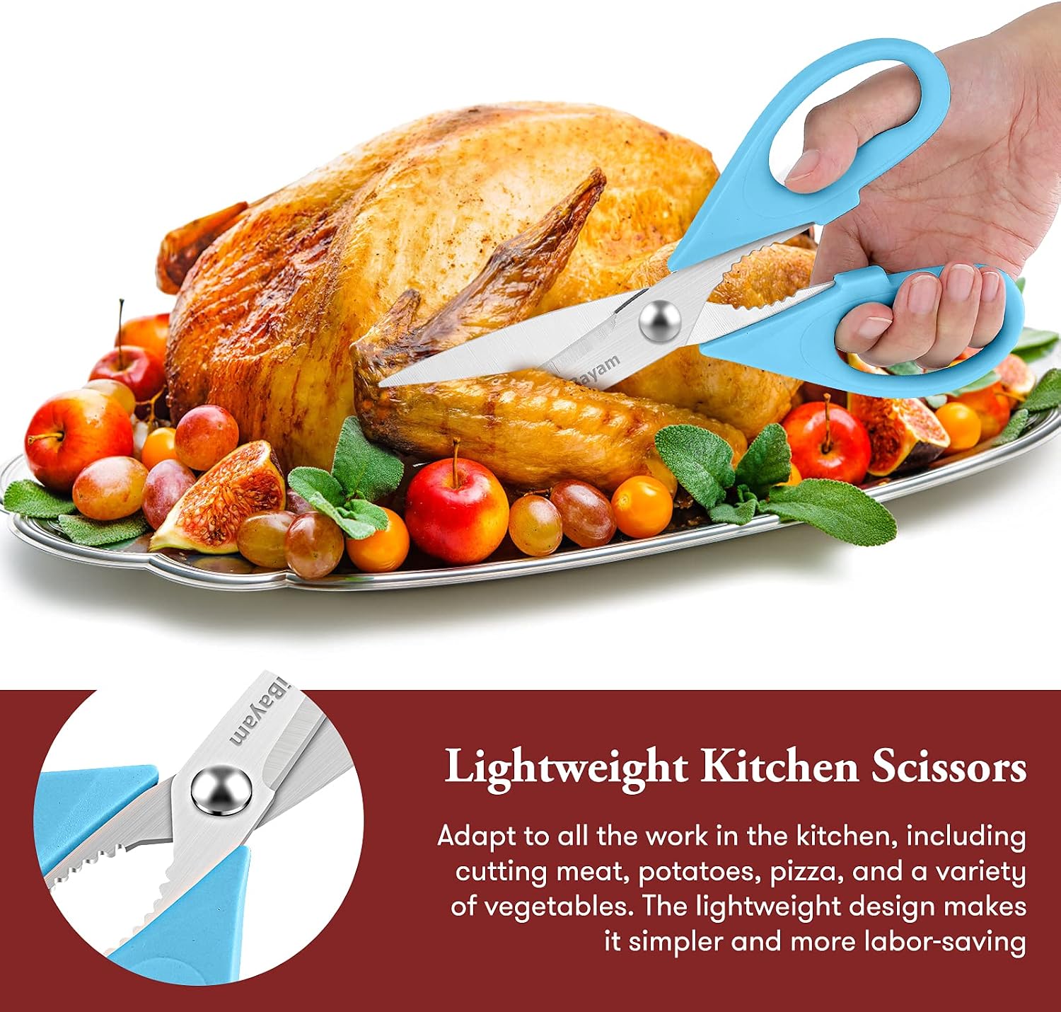 Gifts for Dad from Daughter Son, BEST DAD Tool Shears, iBayam Kitchen Scissors All Purpose Heavy Duty Meat Scissors