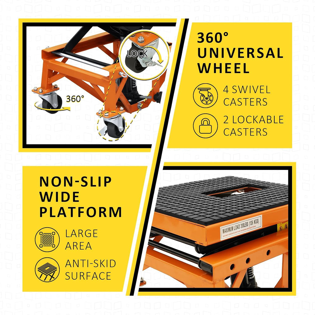Hydraulic Motorcycle Lift Table, 350 LBS Heavy Duty Ultra-Stable Motorcycle Scissor Jack Stand Fit for Motorcycle