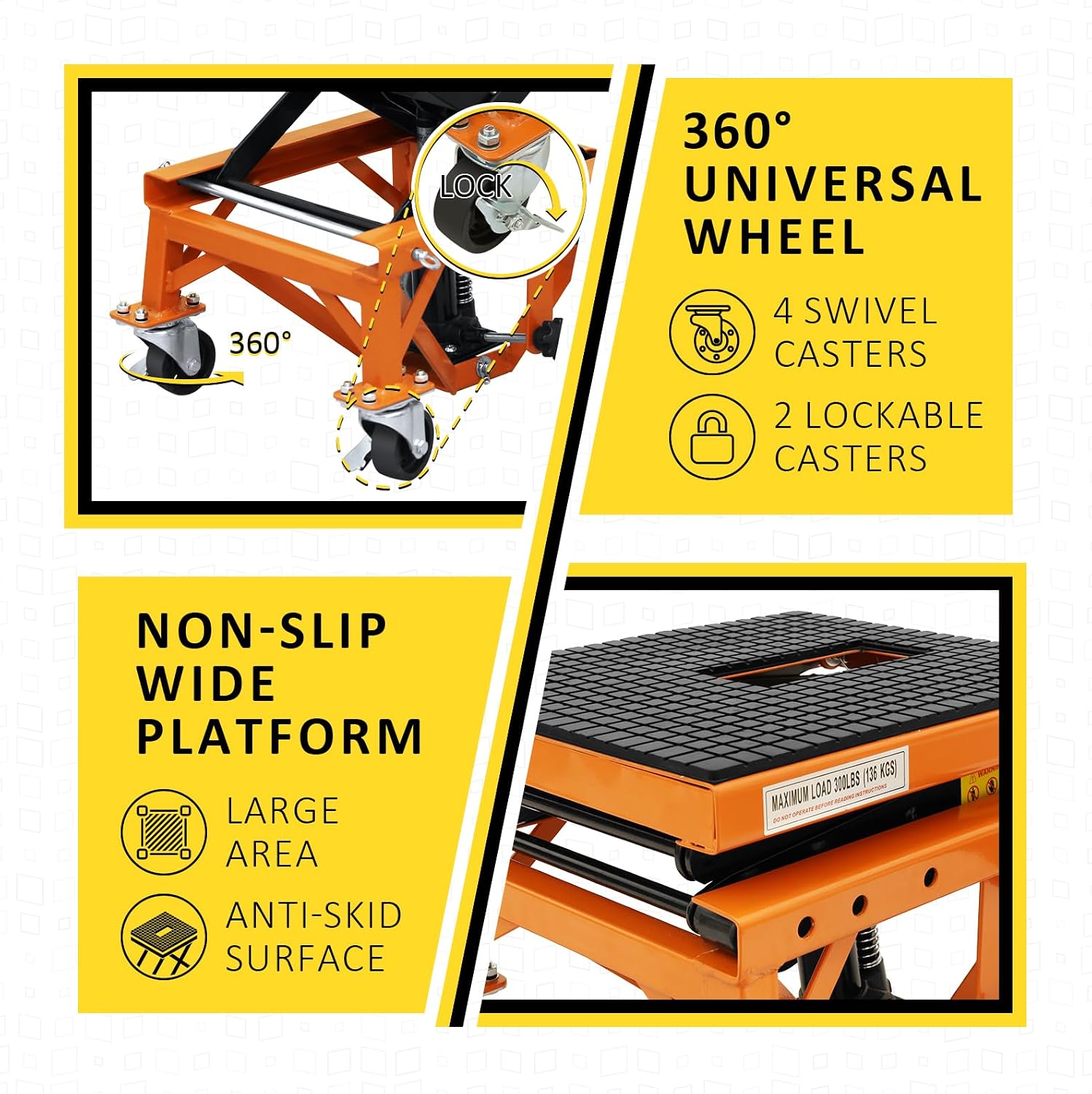 Hydraulic Motorcycle Lift Table, 350 LBS Heavy Duty Ultra-Stable Motorcycle Scissor Jack Stand Fit for Motorcycle
