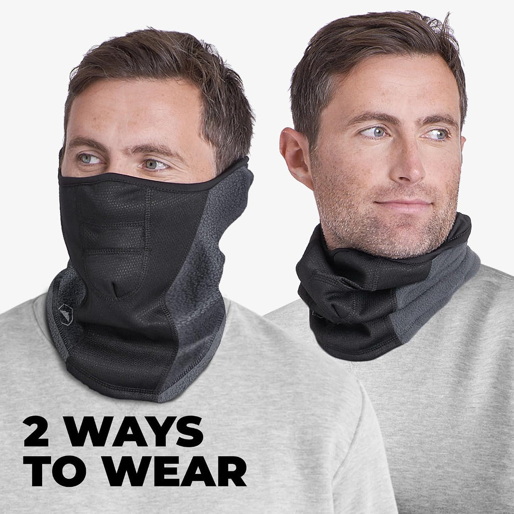 Half Ski Mask - Fleece Lined Winter Face Mask - Stretch Neck Gaiter for Cold Weather Gear - Skiing Accessories