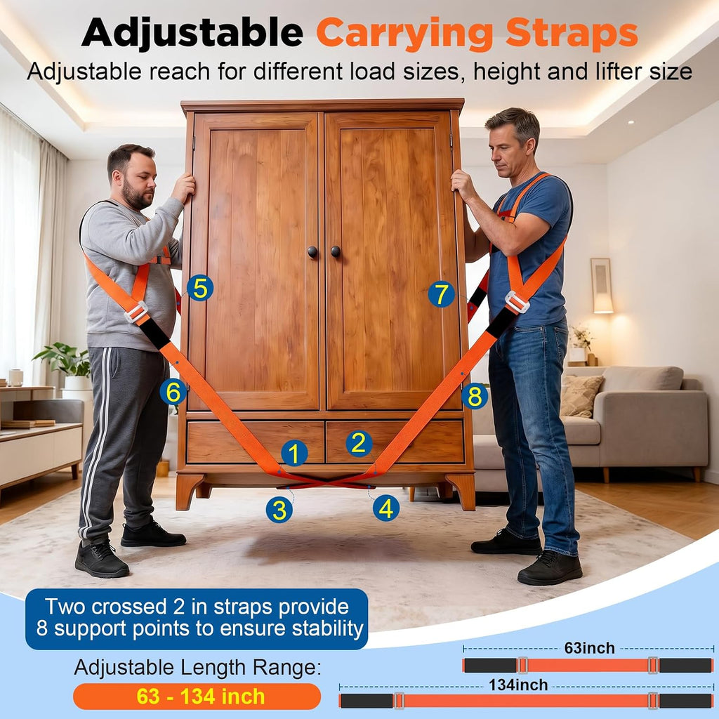 Moving Straps for Lifting 2-Person: Shoulder Lifting & Moving System