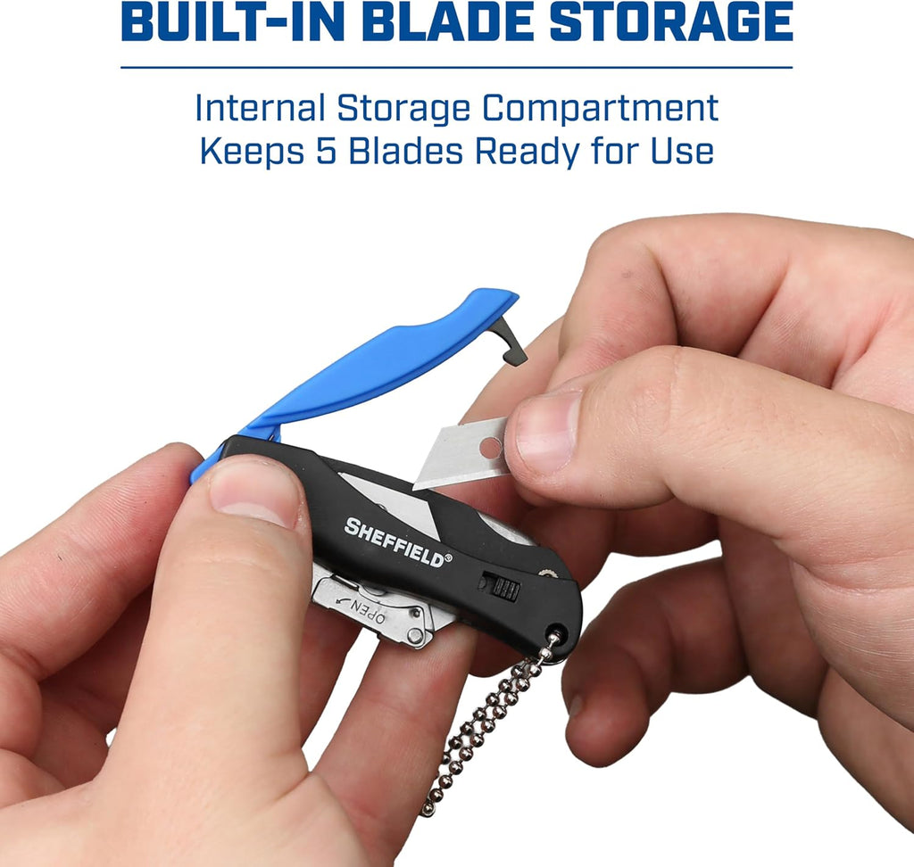 12125 Mini Box Cutter & 5 Blade Storage Compartment and Key Chain