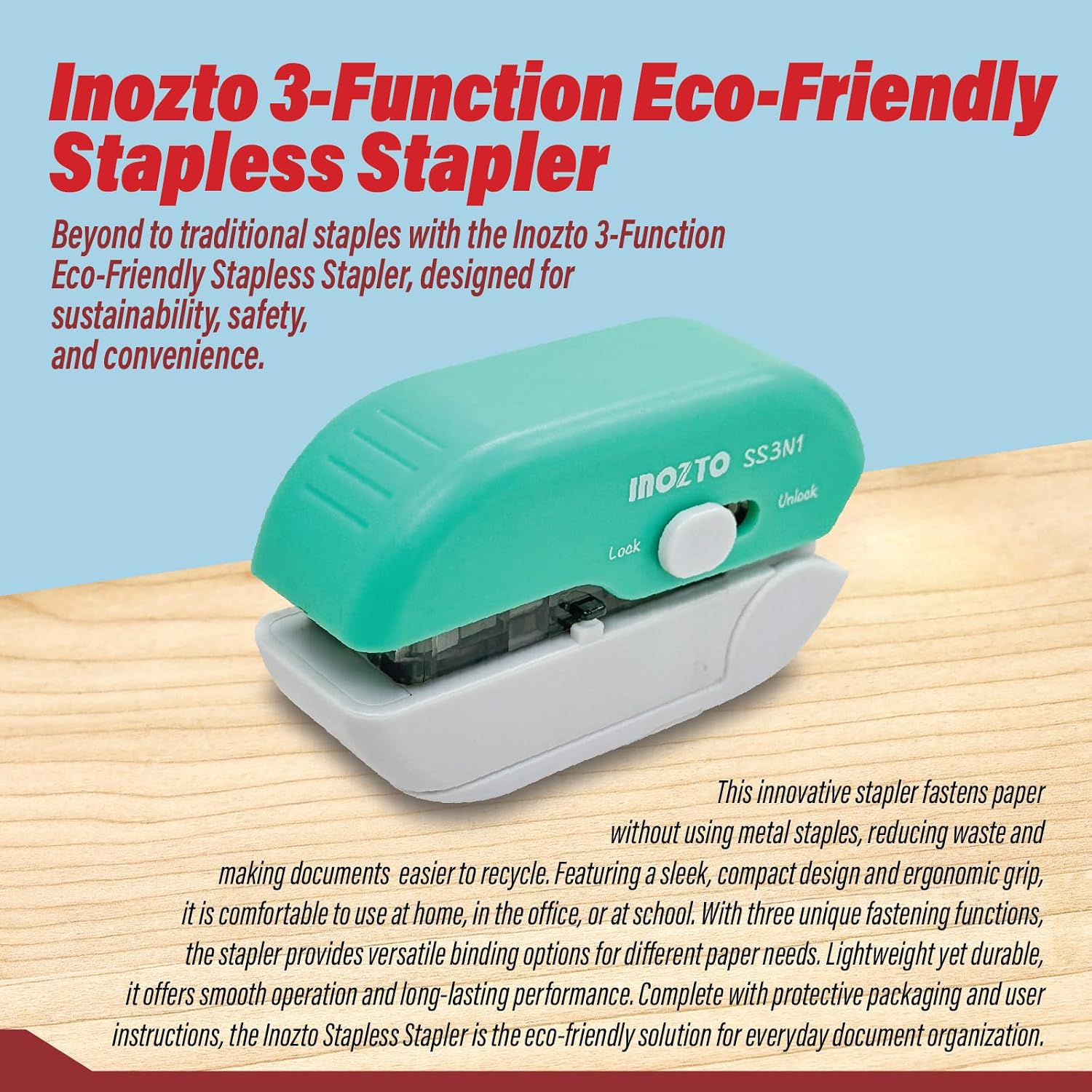 3-in-1 Multifunctional Staple-Free Stapler, Hole Punch & Letter Opener – Revolutionize Your Office Stapling