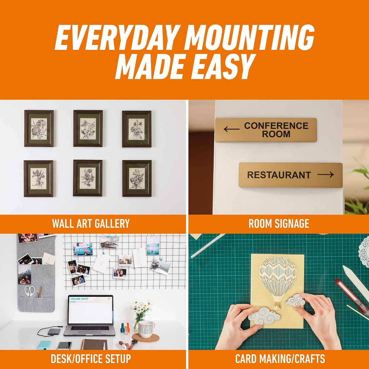 Multi-Purpose Mounting Tape, 60in, Double Sided Permanent Tape