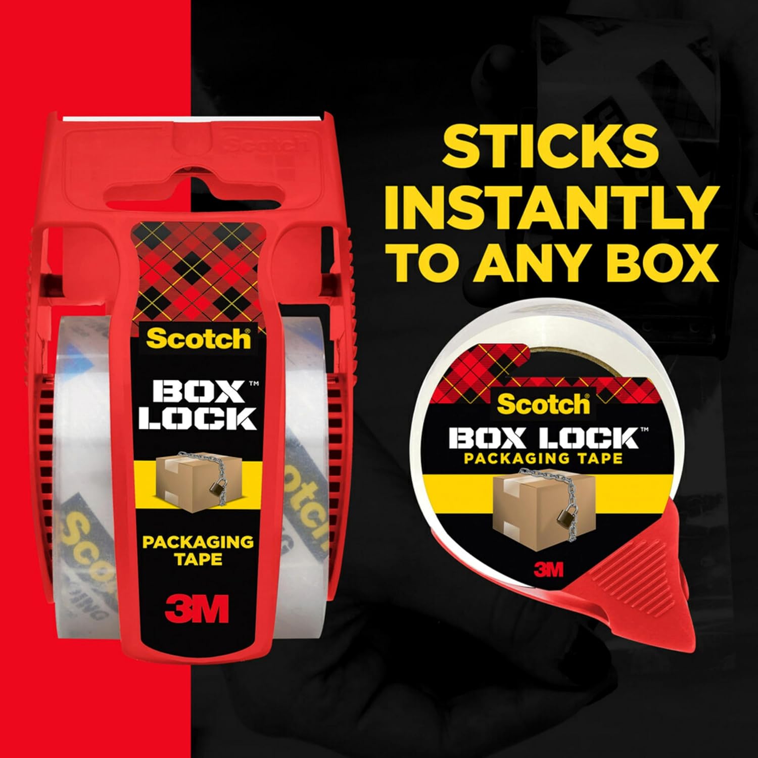 Box Lock Packing Tape, Clear, 1.88 in. x 22.2 yd., 6 Rolls | Extreme Grip Box Packaging Tape for Shipping and