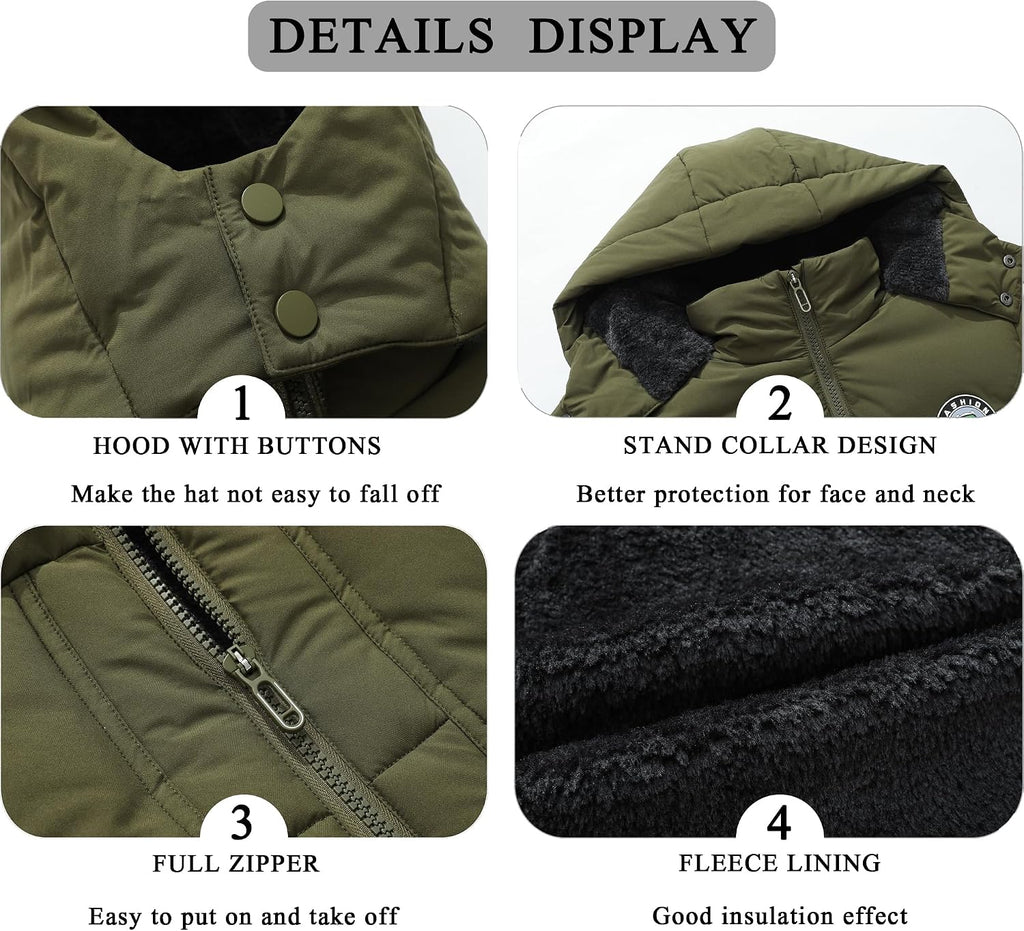 Boy's Waterproof Winter Coat Warm Down Jacket Hooded Puffer Parka | Insulated Fleece-Lined Outerwear for Kids