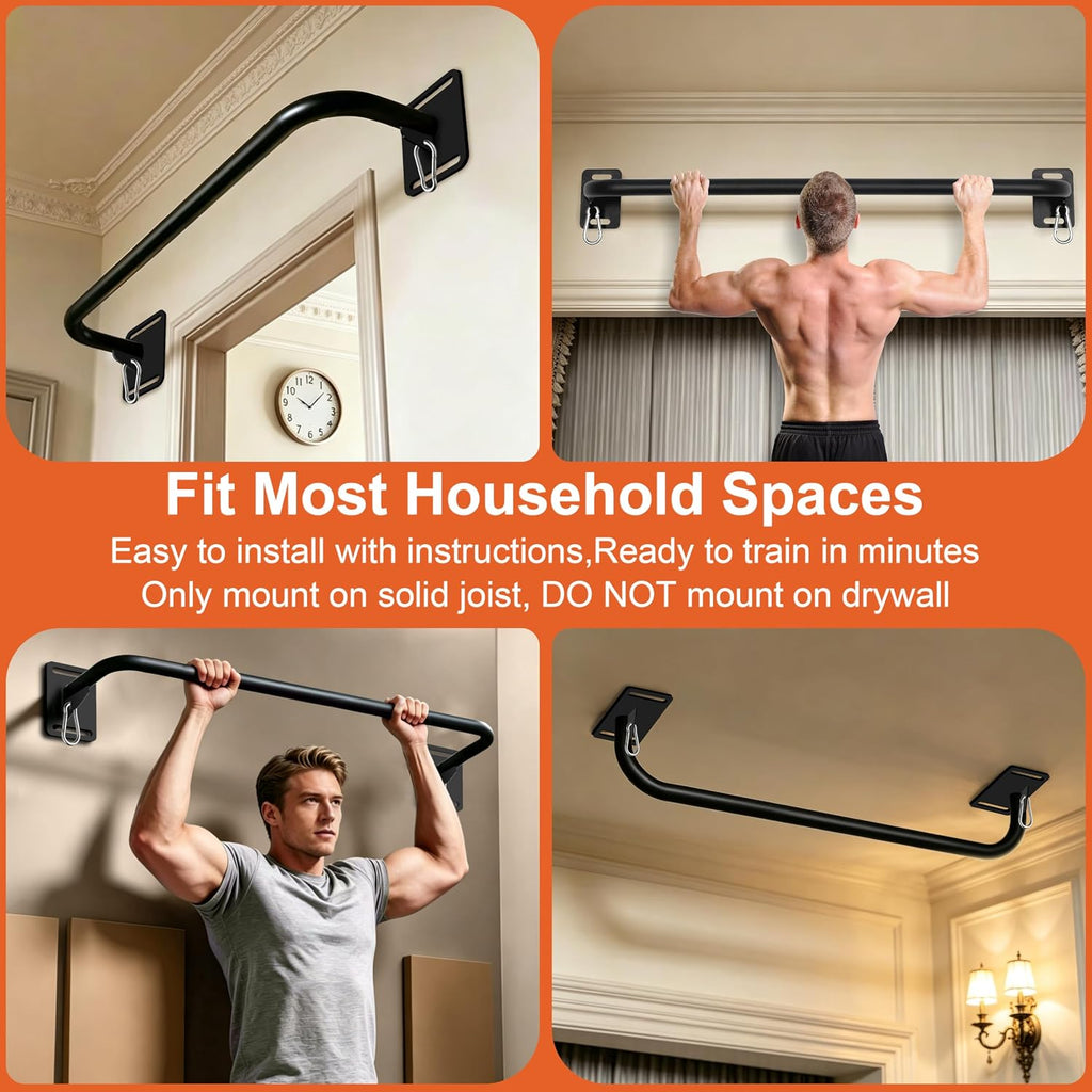 Wall Mount Pull Up Bar, Heavy Duty Alloy Steel Hanging Bar for Exercise, Multi-Functional Doorway Pull Up Bar for