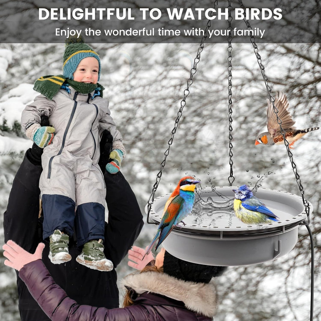 Hanging Heated Bird Bath for Outdoors for Winter, Large Capacity Heated Birdbath Deicer,75W Thermostatically