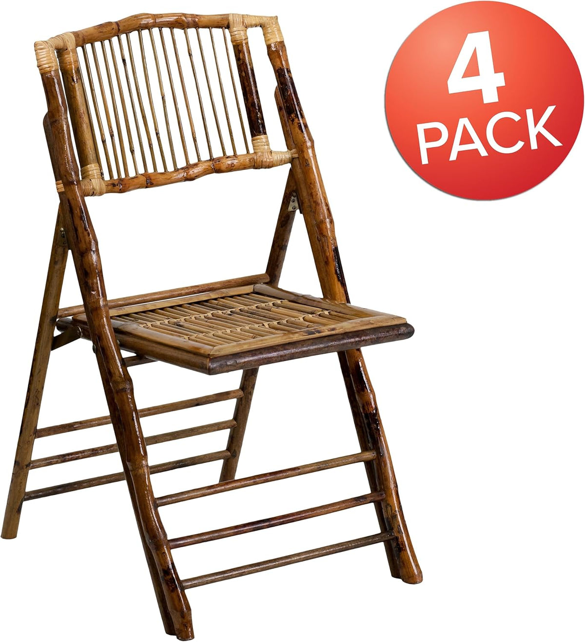Folding Bohemian Bamboo Chairs with Curved Backs, Modern Bamboo Folding Dining Chairs, 300 lb. Static Weight