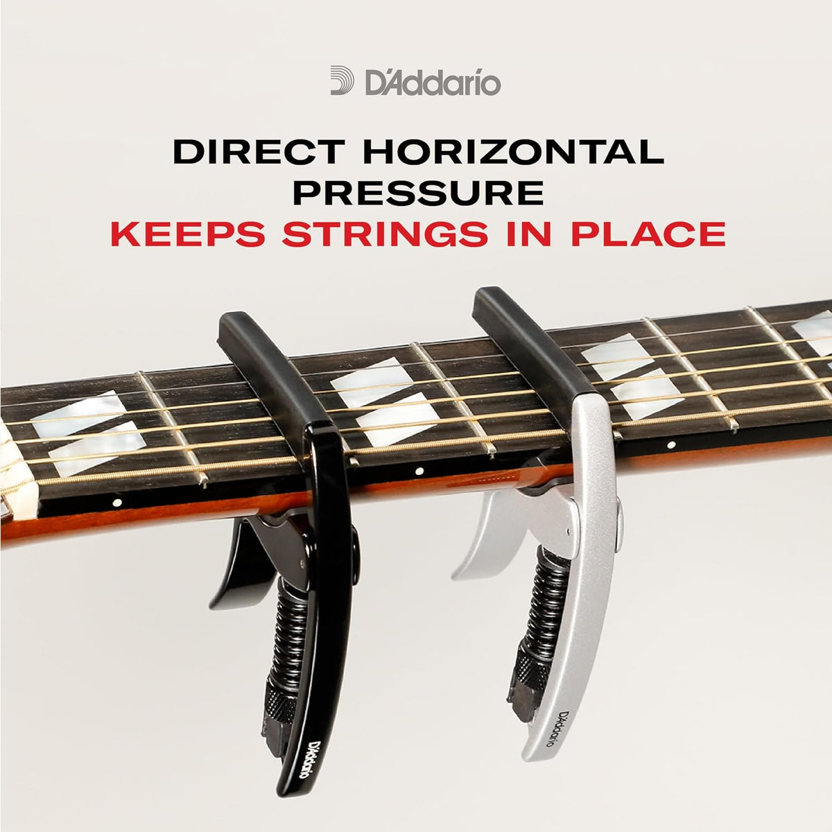 NS Tri-Action Guitar Capo, Black | D'Addario capos provide secure, buzz-free performance, precise tension control and