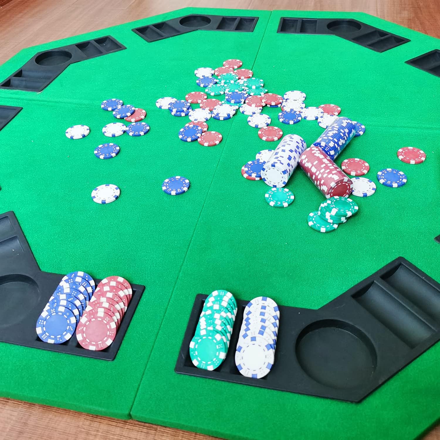 100 Pieces 11.5g Clay Composite Dice Striped Casino Poker Chips- 4 Colors (red, Green, White and Blue)