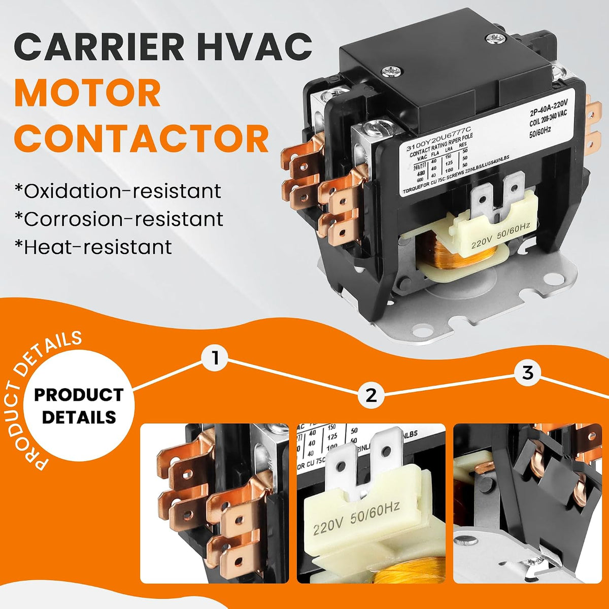 2 Pole Air Conditioner Contactor 40 Amp 220V Coil,AC Definite Purpose Contactor,Air Conditioner Contactor Compatible for Relays,Air Conditioner,Heat Pump,Refrigeration Systems by MIFLUS