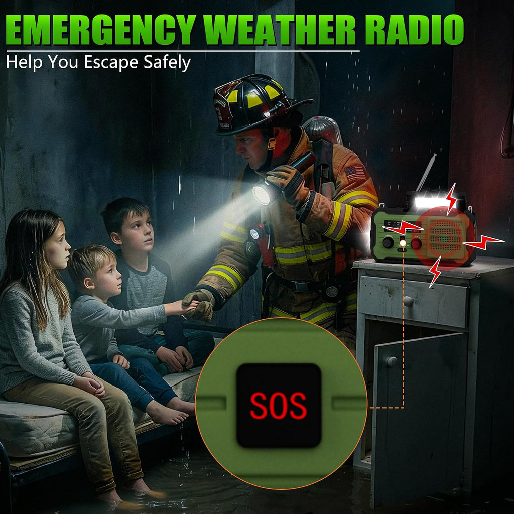 Emergency Radio Hand Crank Solar, 10000mAh/37000mWh Emergency Weather Radio | Hand Crank Solar Radios with
