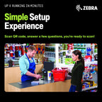 Zebra DS2208 Handheld Barcode Scanner with Stand | 1D/2D, QR Code