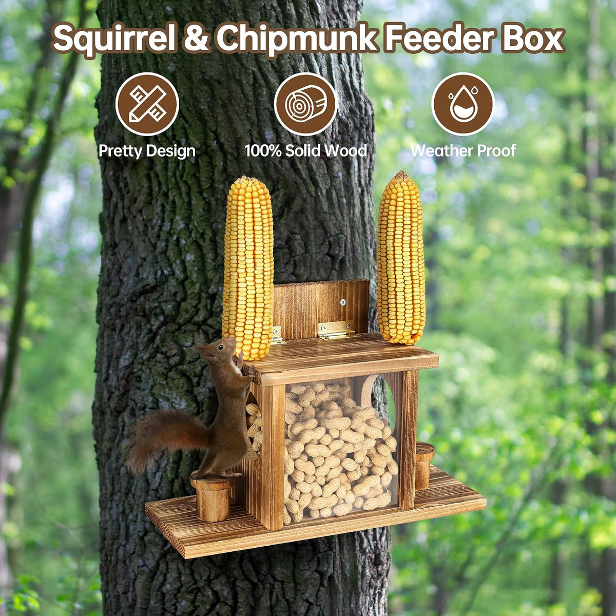 Carbonized Squirrel Feeders for Outside, Funny Chipmunk Feeder