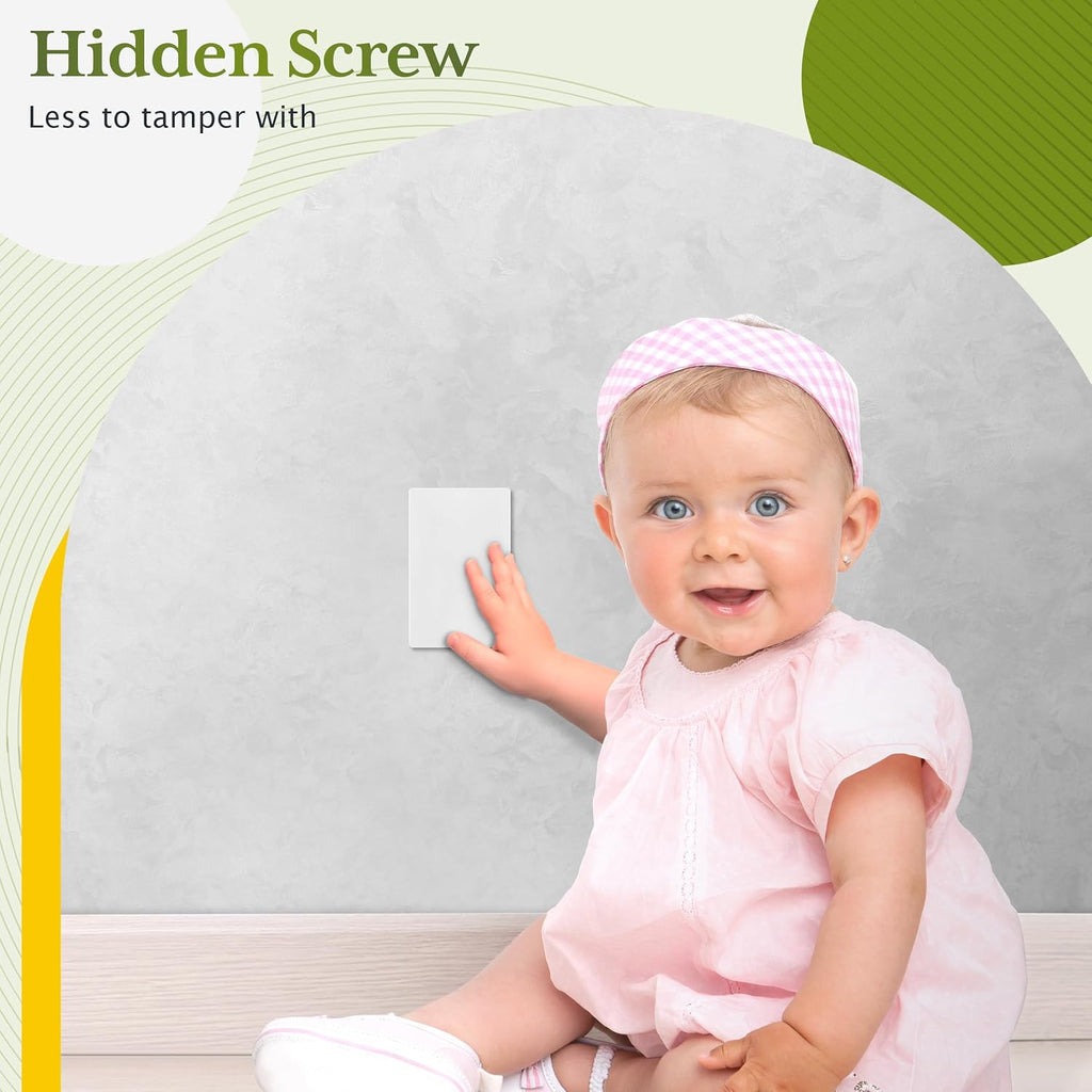 Mid-Size Screwless Blank Wall Plate, 1-Gang Outlet Cover, 1 Pack, White | Medium size 4.88" x 3.11", hide gaps, holes