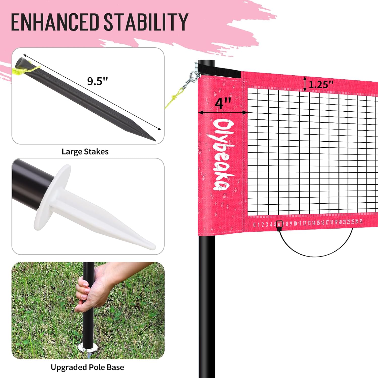 20ft Portable Outdoor Volleyball Badminton Combo Net Set | Height Adjustable for Volleyball & Badminton Game with
