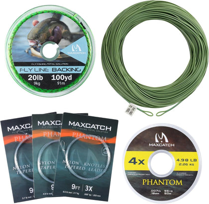 Maxcatch Fly Fishing Line Combo Kit, Weight Forward Floating Line with Two Welded Loops, Backing Line, Tapered Leader