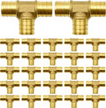 25 Pack 3/4" PEX Fittings, Brass Tee Fittings