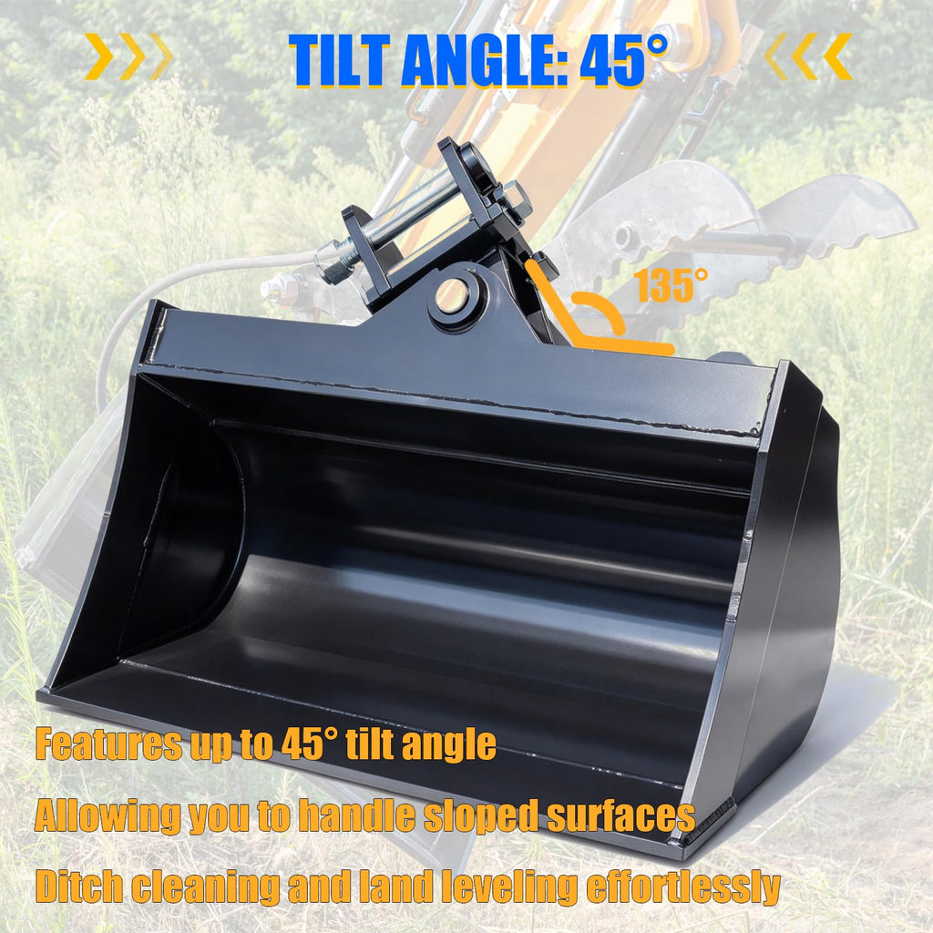 31.5"/800mm Hydralic Tilting Bucket Attachment for 1-2 Ton Mini Excavator
