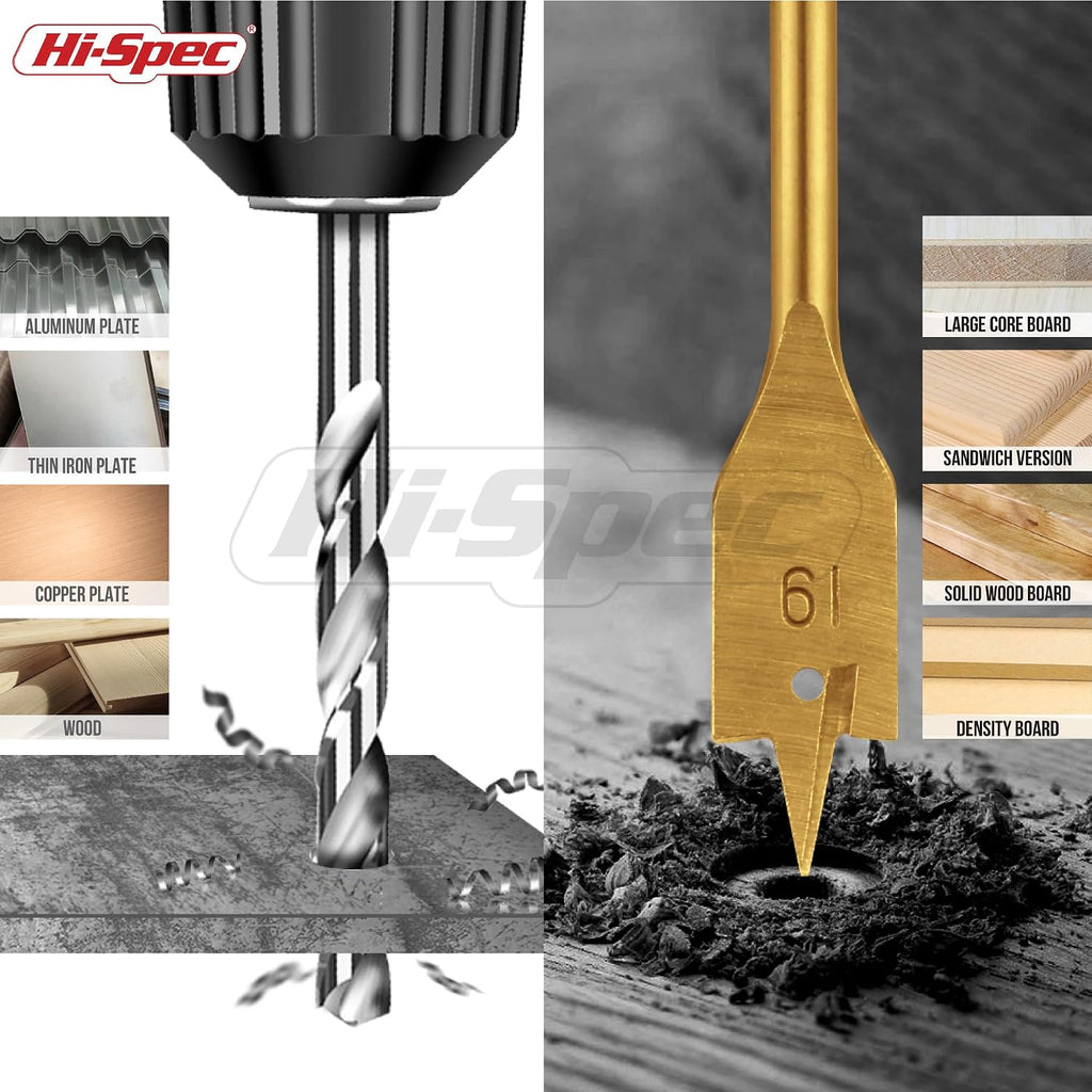 Wood Hole Saw, Brad Point and Spade Drill Bit Set with Case | 21pc, faster bit changes, labeled storage, cleaner
