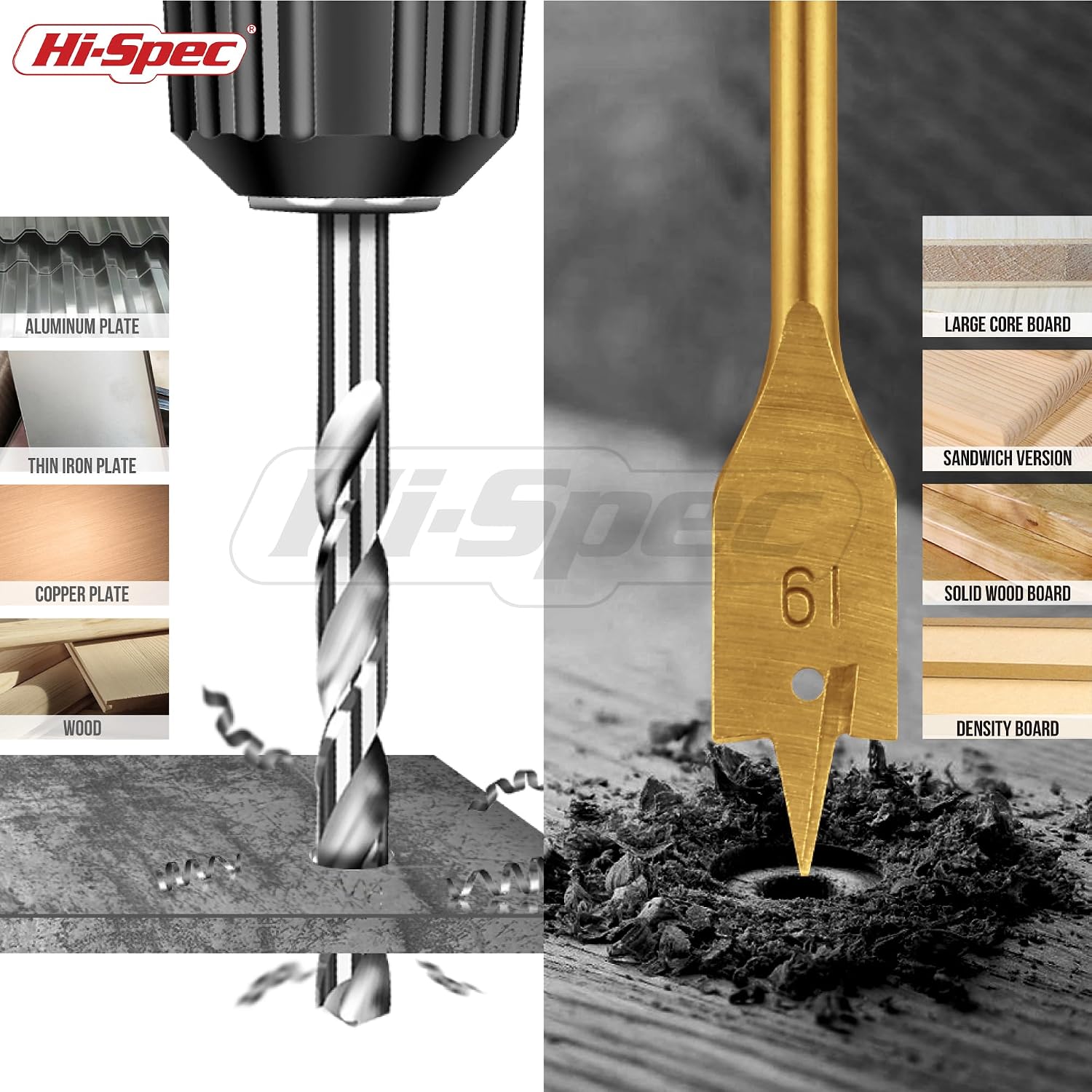 Wood Hole Saw, Brad Point and Spade Drill Bit Set with Case | 21pc, faster bit changes, labeled storage, cleaner