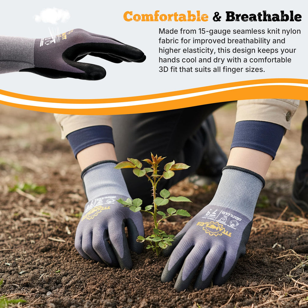 Work Gloves, MicroFoam Nitrile Coated, Seamless Knit Nylon